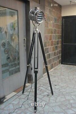 Vintage Design Floor Spot Light Black Wooden Tripod