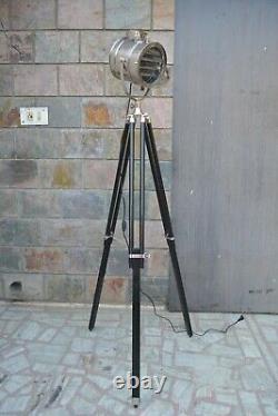 Vintage Design Floor Spot Light Black Wooden Tripod