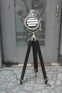 Vintage Design Floor Spot Light Black Wooden Tripod