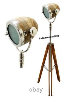Vintage Design Home Decor Wooden Adjustable Floor Search Light with tripod Stand