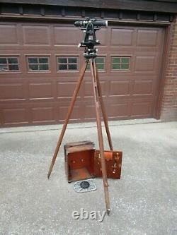 Vintage Dietzgen Survey Transit 52541 with Wooden Box, Tools, Marked Tripod