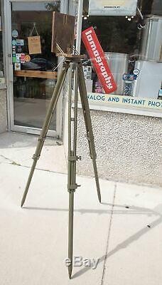 Vintage Dietzgen US Army Green Adjustable Wooden Surveying Tripod-Rare! CMB