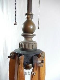 Vintage Dietzgen Wood & Brass Tripod Floor Lamp