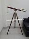 Vintage Double Barrel Telescope 39 With Wooden Tripod Stand Maritime Decor