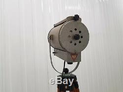 Vintage Dutch Theatre Spotlight Toverli Mounted On Wooden Tripod