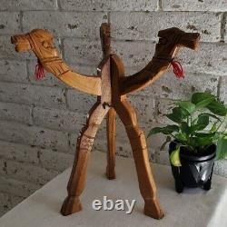 Vintage Egyptian Tourist Carved Wooden Camel Tripod Table Legs /plant Stand 19