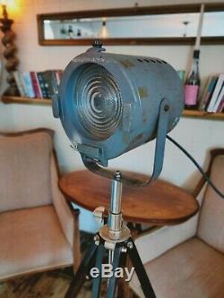 Vintage Floor Lamp Long Theatre Stage Spotlight and Wooden Tripod pat tested
