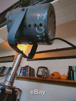 Vintage Floor Lamp Long Theatre Stage Spotlight and Wooden Tripod pat tested