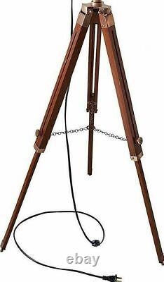 Vintage Floor Lamp Spotlight Standing Wooden Tripod Stand For Living Room