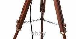 Vintage Floor Lamp Spotlight Standing Wooden Tripod Stand For Living Room