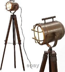 Vintage Floor Lamp Stand Spotlight Standing Wooden Tripod Stand For Living Room