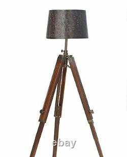 Vintage Floor Lamp Wooden Tripod Adjustable Stand Shade Lamp Vintage replica