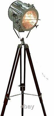 Vintage Floor Lamp Wooden Tripod Lamp Spotlight Nautical Living room decor Lamps