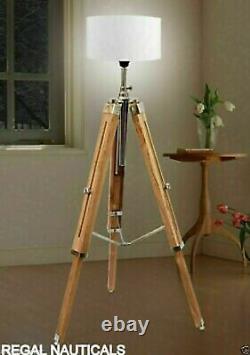 Vintage Floor Lamp Wooden Tripod Stand Marine Nautical without Shade gift decor