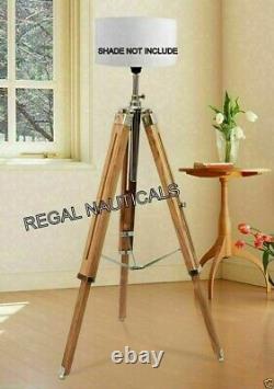 Vintage Floor Lamp Wooden Tripod Stand Marine Nautical without Shade gift decor