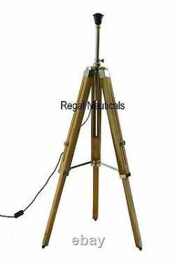 Vintage Floor Lamp Wooden Tripod Stand Marine Nautical without Shade gift decor