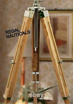 Vintage Floor Lamp Wooden Tripod Stand Marine Nautical without Shade gift decor