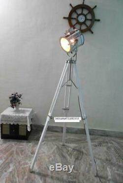 Vintage Floor Search Light Lamp With white Wooden Tripod &Spot Light Lamp