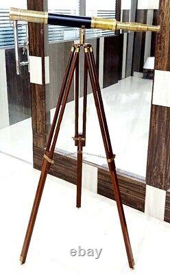 Vintage Floor Standing Brass Leather Telescope Decorative Gift 39 Rustic Vintag