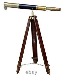 Vintage Floor Standing Brass Leather Telescope Decorative Gift 39 Rustic Vintag