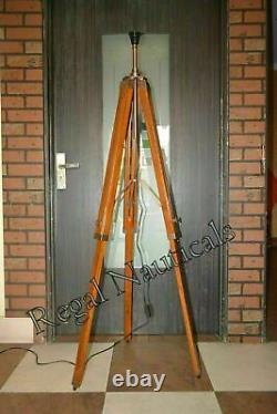 Vintage Floor Tripod Lamp Wooden Stand Home Spotlight Antique Design Marine Gift