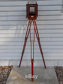 Vintage Folmer & Schwing Wooden Crown Tripod No. 3, All Brass Fittings