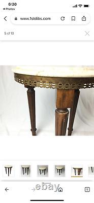 Vintage French Louis XVI style Guéridon Italian Marble Top Tripod Side Table