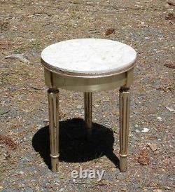 Vintage French Provincial Small Round Marble Top Tripod Side Table