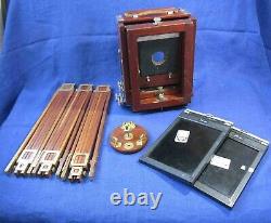 Vintage GUNDLACH KORONA wooden folding camera & original tripod