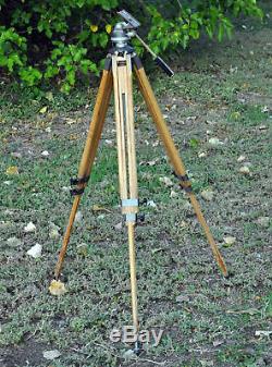 Vintage German wooden TRIPOD by BERLEBACH for CAMERA rotating head large format
