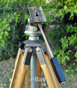 Vintage German wooden TRIPOD by BERLEBACH for CAMERA rotating head large format