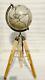 Vintage Globe With Wooden Tripod Stand Handmade For Office & Home Décor