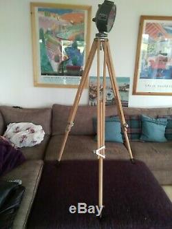 Vintage Hall & Watts Wooden Surveyors Tripod Floor standing Searchlight. Upcycle