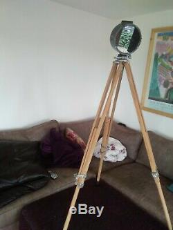 Vintage Hall & Watts Wooden Surveyors Tripod Floor standing Searchlight. Upcycle