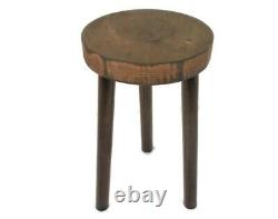 Vintage Hand Carved wood Tripod Milking Stool Pedestal Table Pedestal Barn Style