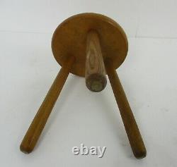 Vintage Hand Carved wood Tripod Milking Stool Pedestal Table Pedestal Country