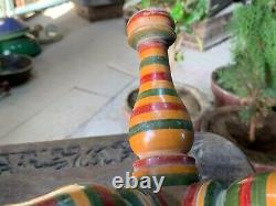 Vintage Handcrafted Wooden Lacquer Multicolored Unique Book Stand Tripod Stand