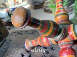 Vintage Handcrafted Wooden Lacquer Multicolored Unique Book Stand Tripod Stand