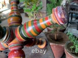Vintage Handcrafted Wooden Lacquer Multicolored Unique Book Stand Tripod Stand