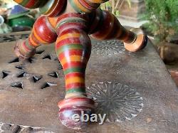 Vintage Handcrafted Wooden Lacquer Multicolored Unique Book Stand Tripod Stand