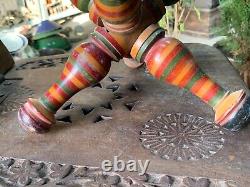 Vintage Handcrafted Wooden Lacquer Multicolored Unique Book Stand Tripod Stand