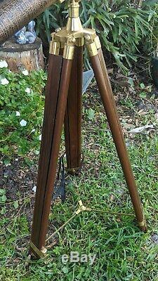 Vintage Harbor Master Brass Telescope Adjustable Wood Tripod Nautical