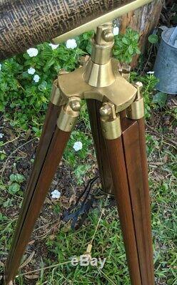 Vintage Harbor Master Brass Telescope Adjustable Wood Tripod Nautical