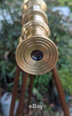 Vintage Harbor Master Brass Telescope Adjustable Wood Tripod Nautical