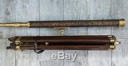 Vintage Harbor Master Brass Telescope Adjustable Wood Tripod Nautical