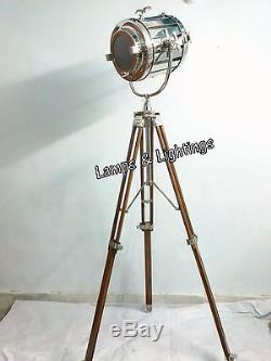 Vintage Home Decor Searchlight Spot Studio With Wooden Stand Tripod Floor Lamp