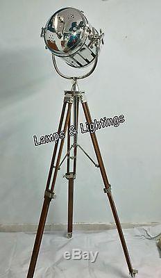 Vintage Home Decor Searchlight Spot Studio With Wooden Stand Tripod Floor Lamp