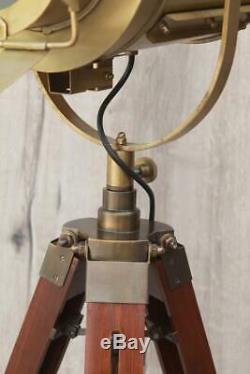 Vintage Industrial Antique Flaps Brass Brown Tripod Floor Lamp Nautical Decor