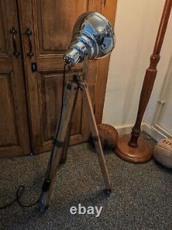 Vintage Industrial Antique Tripod Mounted Spotlight. Bespoke