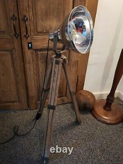 Vintage Industrial Antique Tripod Mounted Spotlight. Bespoke